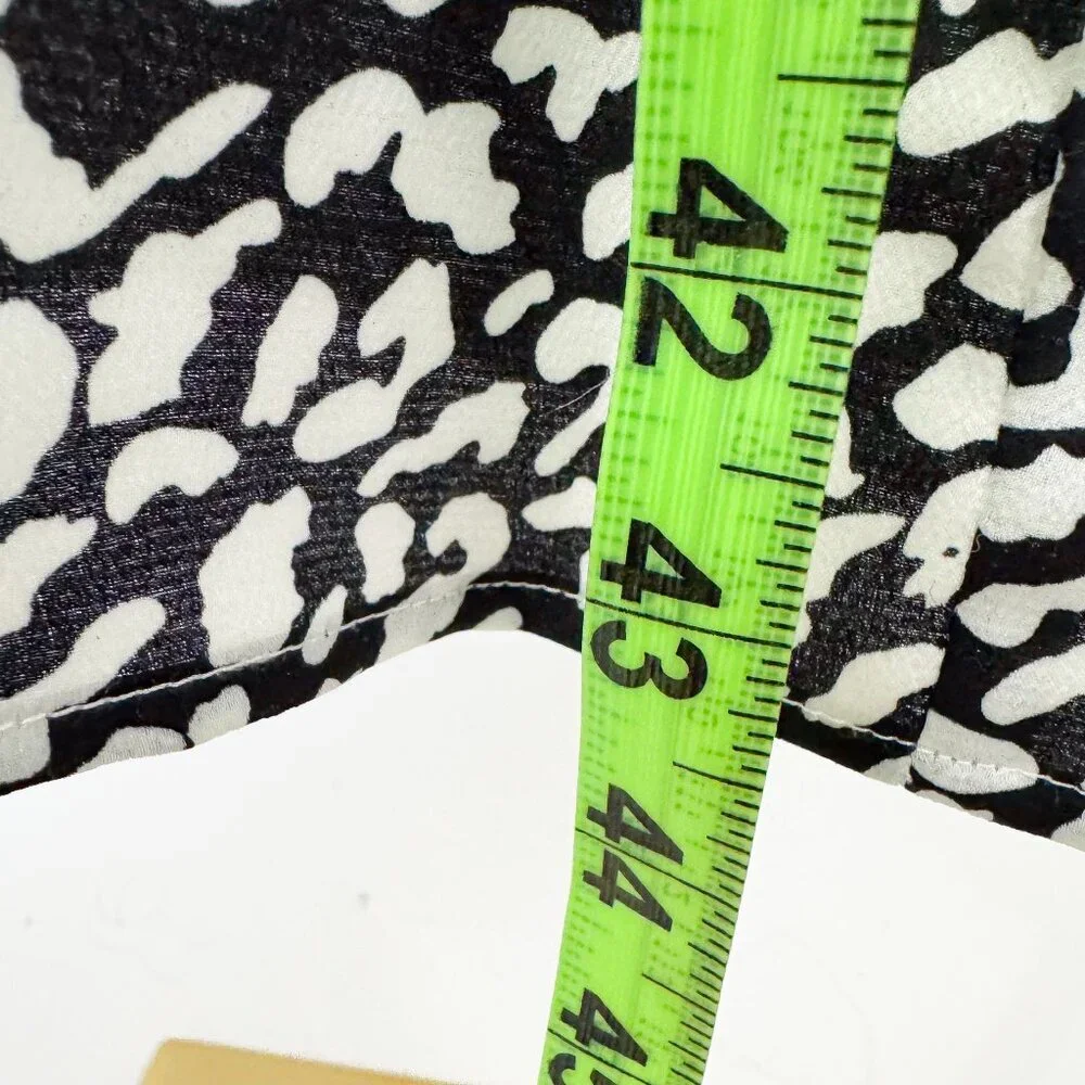90S STYLE SATIN SLIP DRESS DRAPED COWL NECK BLACK AND WHITE LEOPARD PRINT - Picture 5 of 8